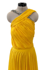 Spring 2009 John Galliano Deep Yellow Silk Chiffon Dress w Rhinestone Detailing