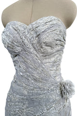 Fall 1989 Emanuel Ungaro Haute Couture Runway Silver Strapless Mini Dress
