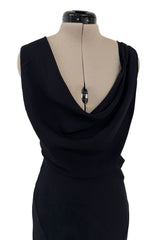 Fantastic Spring 1999 John Galliano Runway Look 11 Black Bias Cut Dress w Wide Strap Open Back