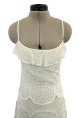 Prettiest Spring 2005 Christian Dior by John Galliano Knit & Silk Chiffon Ivory Dress