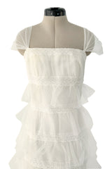 Dreamiest 2005 Blumarine Sposa Ivory Sulk & Tulle Ruffled Wedding Dress w Lace & Beading