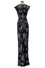 Outstanding Fall 2009 Christian Dior by John Galliano Bias Cut Metallic Silver Floral Print Dress