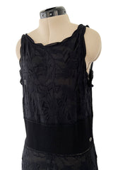 Stunning 2010s Chanel by Karl Lagerfeld Light Weight Black Floral Pattern Knit Dress w Slight Transparency