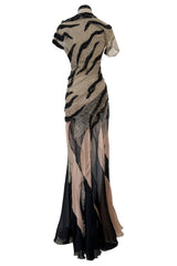 Spring 2001 Jean Louis Scherrer Haute Couture Look 22 Runway Sample Beaded Silk Chiffon & Net Dress