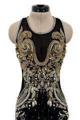 Extraordinary 2015 Roberto Cavalli Runway Feather & Net Dress w Bead & Sequin Detailing