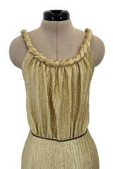 Amazing 2021 Fendi by Kim Jones Holiday Collection & Ad Campaign Metallic Gold Lurex Jumpsuit