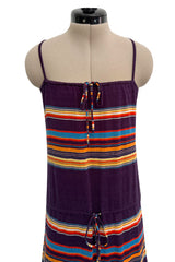 Spring 1977 Christian Dior by Marc Bohan Purple & Multi Coloured Stripe Cotton Jersey Dress