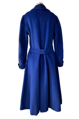 Extraordinary Fall 1952 Lanvin by Castillo Haute Couture Brilliant Blue Alpaca Coat w Button Front