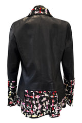 Fantastic Spring 2011 Chanel by Karl Lagerfeld Runway Look 48 Leather Jacket w Floral Silk Detailing