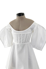 Rare Spring 2016 Celine by Pheobe Philo Runway Look 28White Cotton Boned Corset Top