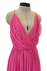 Resort 2008 Christian Dior by John Galliano Pink Silk Chiffon Plunge Dress