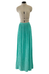 Amazing 1980s Mary McFadden One Shoulder Pleated Two Piece Set Dress w Braided Belt