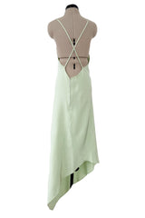 Rare Spring 1978 Philippe Venet the Haute Couture Runwau Sample Pale Mint Silk One Shoulder Dress
