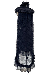 Extraordinary Fall 2008 Chanel by Karl Lagerfeld Blue Lace & Chiffon Dress & Cape Set