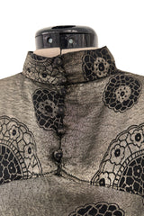 Decadent 1920s Unlabeled Real Metal Thread Metallic Lame & Black Pattern Easy Fit Top