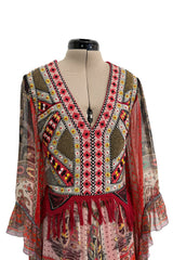 Spring 2020 Etro by Veronica Etro Runway Look 29 Printed Silk Chiffon Dress w Beaded & Embroidered Bodice