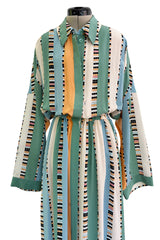 Chic Spring 2018 Emilio Pucci Runway Look 26 & Ad Campaign Printed Stripe & Dot Silk Dress or Cover Up