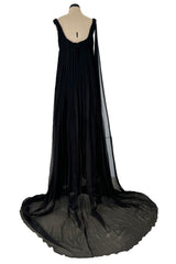 Extraordinary Fall 2008 Alexander McQueen 'The Girl Who Lived in the Tree' Black Silk Chiffon Trained Corset Dress