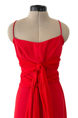 Prettiest Spring 2003 Original Valentino Runway Look 64 Red Silk Dress w Silk Chiffon Ties