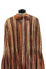 Incredible 1980s Carolina Herrera Angora & Mohair Knit Cape w Panels of Metallic Gold Thread