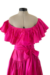 Dreamy Spring 1980 Yves Saint Laurent Runway Feather Light Iridescent Pink Silk Dress