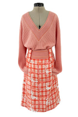Phenomenal Spring 2001 Chanel by Karl Lagerfeld Runway Cashmere & Sequin Top & Skirt Set