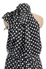 Chic 2006 Alexander McQueen Stark Black & White Polka Dot Silk Chiffon Halter Dress