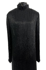 Fall 1975 John Anthony Couture Runway Sample Dress W Black Hand Beading