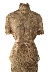 Outstanding 2010s Valentino by the Original Mr. Valentino Two Piece Metallic Gold Sequin Covered Set