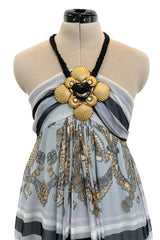 Resort 2009 Gucci by Frida Giannini Runway Look 18 Silk Caftan Dress w Elaborate Shell Halter
