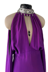 Rare Fall 2001 Thierry Mugler Runway Purple Silk Crepe Dress w the Most Incredible Open Cuts Outs