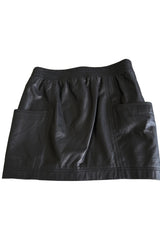 2010s Marc by Marc Jacobs Black Lambskin Leather Mini Skirt w Exaggerated Side Pockets