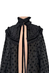 Fall 2017 Dsquared by Dean & Dan Runway High Neck Black Silk & Cotton Cape