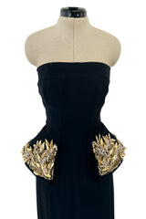 Spectacular Spring 2014 Alexander McQueen by Sarah Burton Strapless Crystal Detailed Peplum Dress