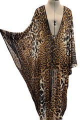 Spring 2002 Yves Saint Laurent by Tom Ford Runway Look 39 Leopard Fringe Silk Knit Caftan