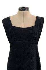 Minimalist c. 1964 James Galanos Superb Detailed Square Neckline Long Sheath Dress