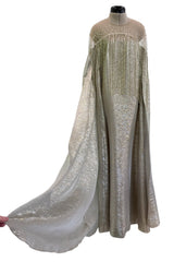 Dreamy Spring 2019 Oscar de la Renta by Laura Kim & Fernando Garcia Runway Look 57 Gold Silver Bead Caftan Dress