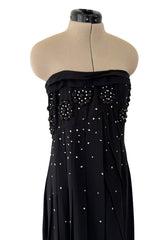 Spring 2007 Christian Dior by John Galliano Black Strapless Inner Corset Dress w Rhinestones & Beads