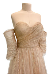 Magical Fall 2021 Christian Dior by Maria Grazia Chiuri Fine Gold Metallic Net Dress w Full Skirt