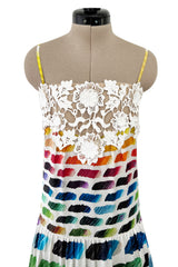 Hugely Documented Spring 2014 Chanel by Karl Lagerfeld Rainbow Print & Lace Runway Dress
