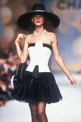 c.Fall 1991 Chanel by Karl Lagerfeld Strapless Mini Dress w Full Net Skirt