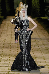 Spring 2006 Christian Dior by John Galliano Blue Bias Cut Silk Chiffon Dress w Silver Sequins & Beads