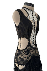 Exquisite Spring 2016 Alexander McQueen by Sarah Burton Runway Look 34 Black & White Lace Cut Out Dress