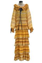 Prettiest Fall 1977 Christian Dior by Marc Bohan Runway On or Off Shoulder Ruffle Dress w Balloon Sleeves