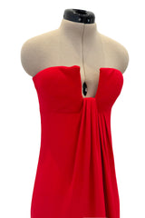 Spring 2000 Valentino Strapless Red Silk Crepe Dress Re-issue of the 1965 Couture Original