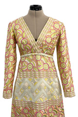 Wonderful 1960s Malcolm Starr by Elinor Simmons Pink Detailed Metallic Brocade Dress