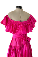 Dreamy Spring 1980 Yves Saint Laurent Runway Feather Light Iridescent Pink Silk Dress