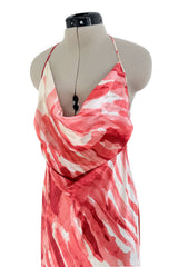 Fantastic Spring 2005 Roberto Cavalli Coral Runway Print Dress w Phenomenal Ruffled Skirt