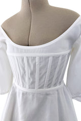 Rare Spring 2016 Celine by Pheobe Philo Runway Look 28White Cotton Boned Corset Top