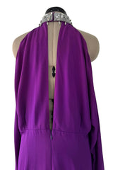 Rare Fall 2001 Thierry Mugler Runway Purple Silk Crepe Dress w the Most Incredible Open Cuts Outs